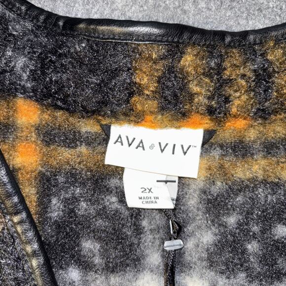 Ava & Viv Women’s Sz 2X Rust Plaid Stadium Length Shacket Coatigan NWT - Picture 4 of 8